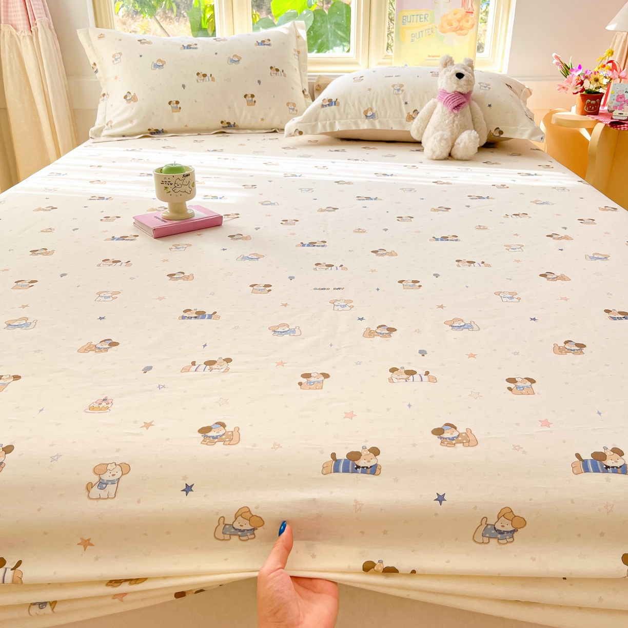 91家纺网 家纺一手货源 找家纺 莱通家纺 2026春夏新款全棉12868印花四件套单品系列-单床笠 魔法小柴