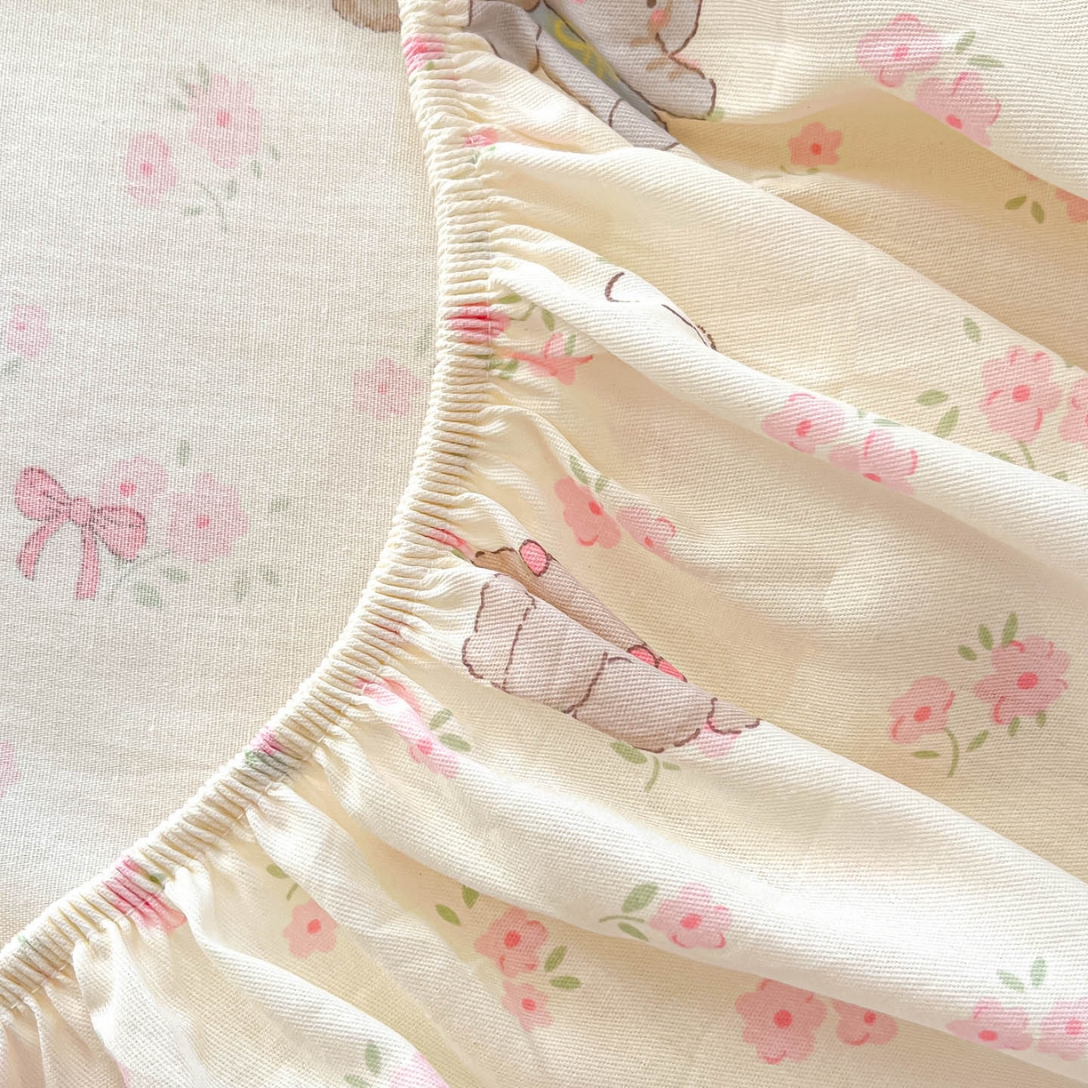 91家纺网 家纺一手货源 找家纺 莱通家纺 2026春夏新款全棉12868印花四件套单品系列-单床笠 奶酪幼儿园