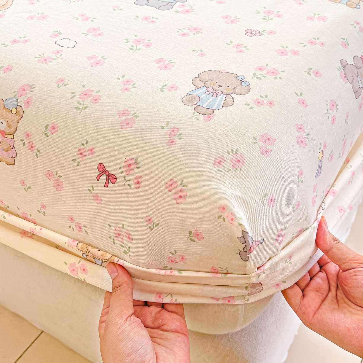 91家纺网 家纺一手货源 找家纺 莱通家纺 2026春夏新款全棉12868印花四件套单品系列-单床笠 奶酪幼儿园