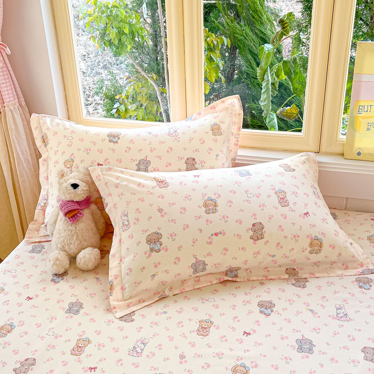 91家纺网 家纺一手货源 找家纺 莱通家纺 2026春夏新款全棉12868印花四件套单品系列-单床笠 奶酪幼儿园