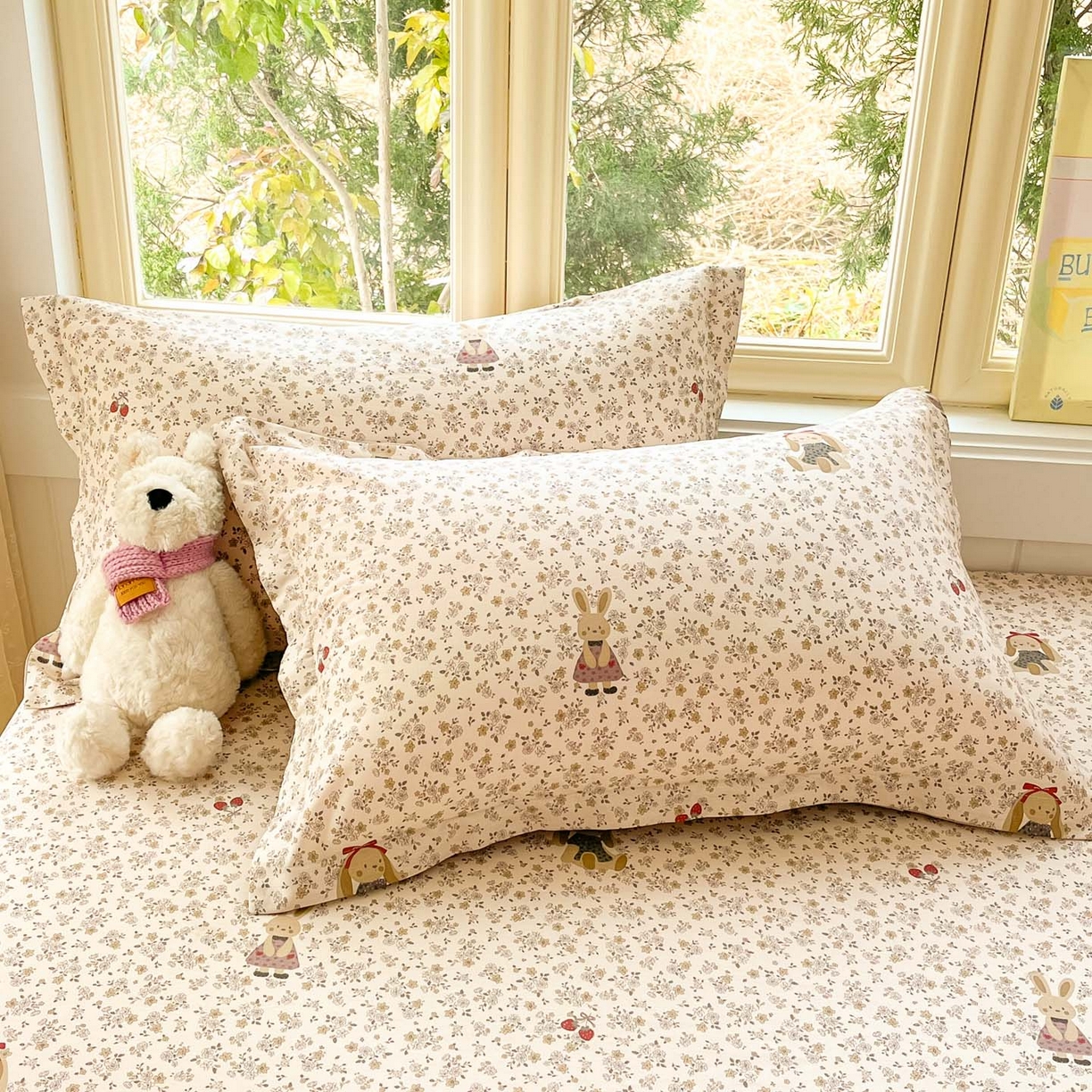 91家纺网 家纺一手货源 找家纺 莱通家纺 2026春夏新款全棉12868印花四件套单品系列-单床笠 帕丁顿兔兔