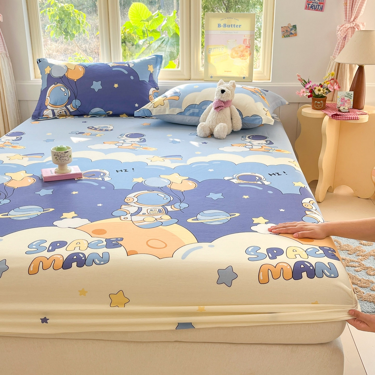 莱通家纺 2026春夏新款全棉12868印花四件套单品系列-单床笠 太空梦乐园