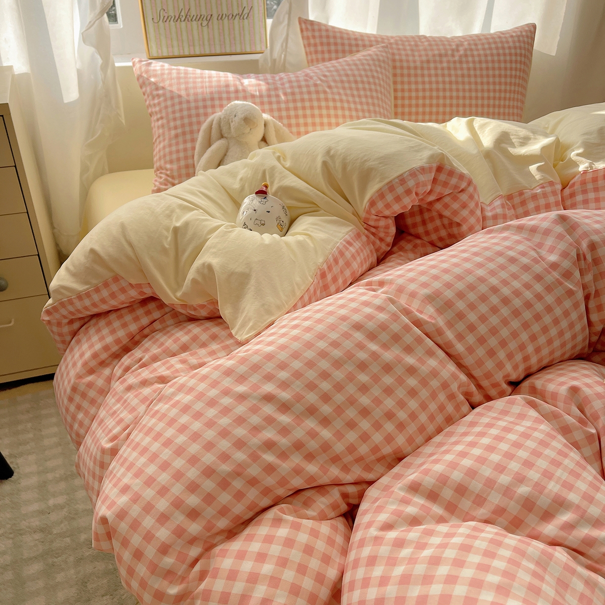 91家纺网 家纺一手货源 找家纺 （总）沐芷 2026 A类105g水洗棉四件套超柔手感床上宿舍三件套床单被套