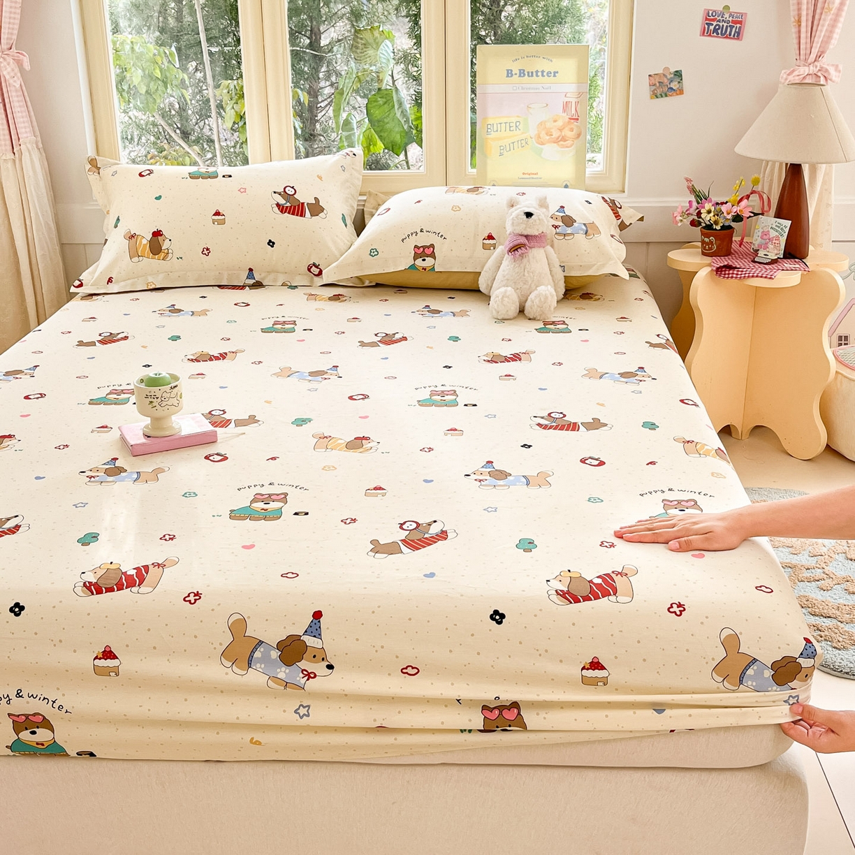 莱通家纺 2026春夏新款全棉12868印花四件套单品系列-单床笠 汪星卧室