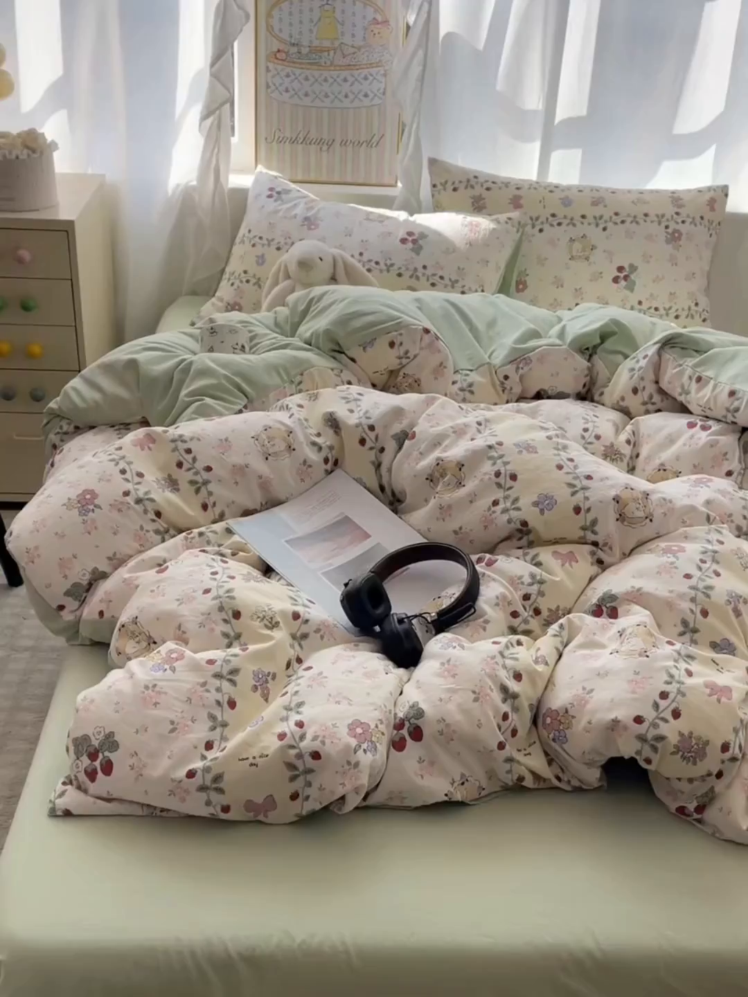 91家纺网 家纺一手货源 找家纺 沐芷 2026 A类105g水洗棉四件套超柔手感床上宿舍三件套床单被套 奶味圆饼