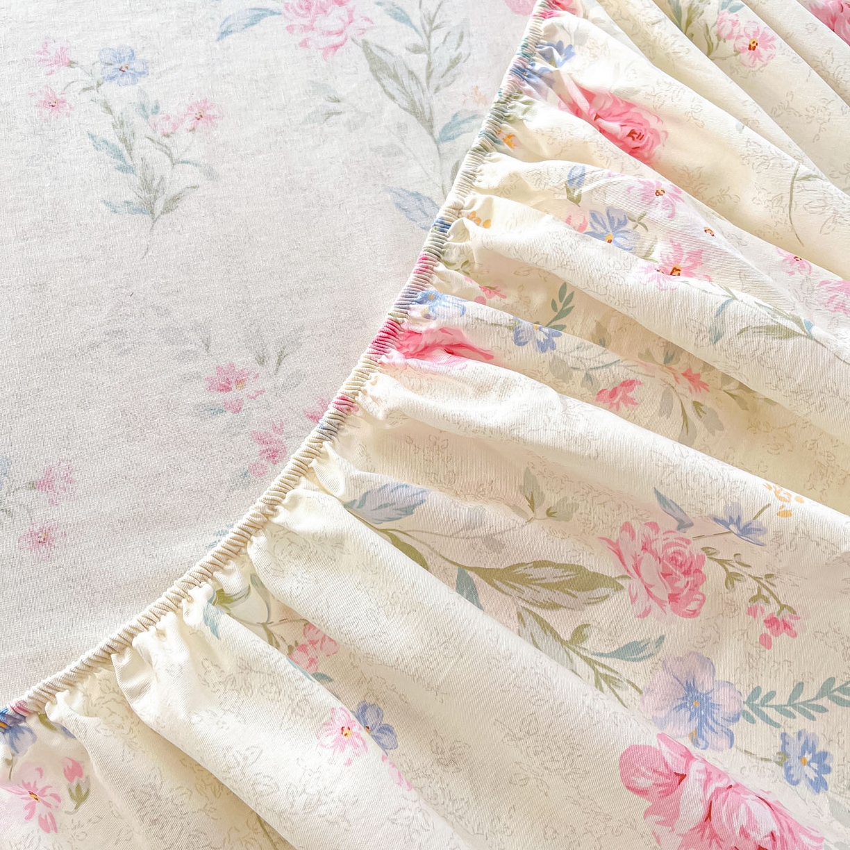 91家纺网 家纺一手货源 找家纺 莱通家纺 2026春夏新款全棉12868印花四件套单品系列-单床笠 芜晴花