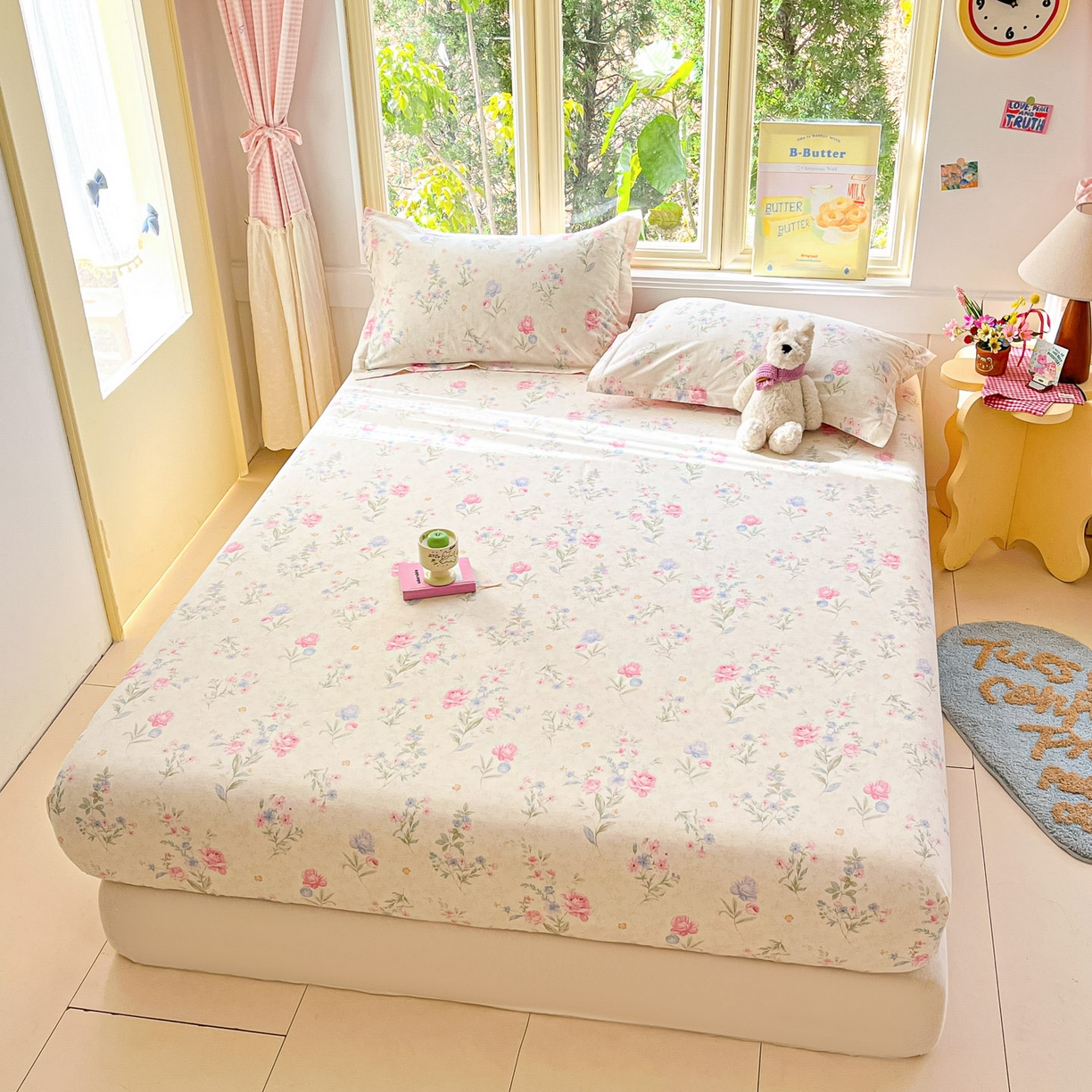 91家纺网 家纺一手货源 找家纺 莱通家纺 2026春夏新款全棉12868印花四件套单品系列-单床笠 芜晴花