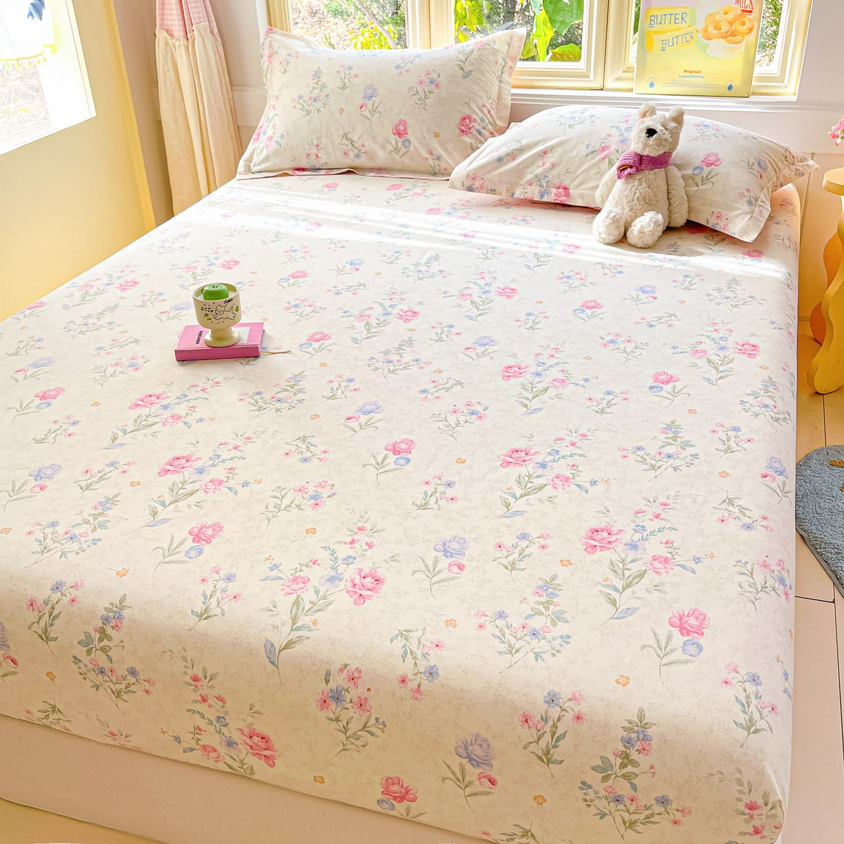 91家纺网 家纺一手货源 找家纺 莱通家纺 2026春夏新款全棉12868印花四件套单品系列-单床笠 芜晴花