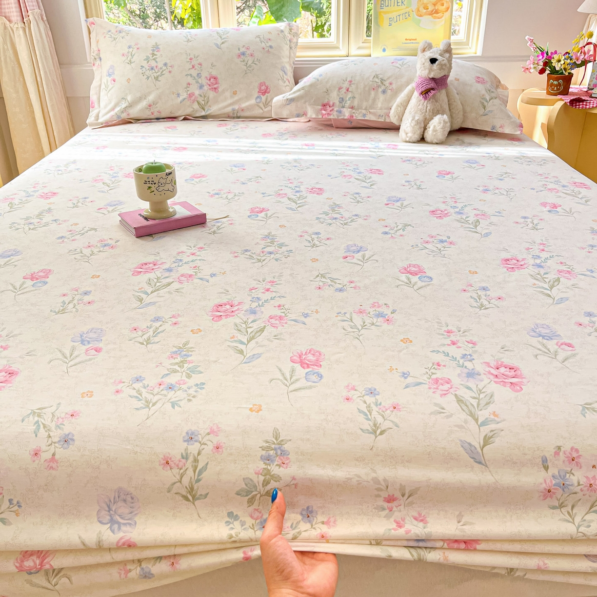 91家纺网 家纺一手货源 找家纺 莱通家纺 2026春夏新款全棉12868印花四件套单品系列-单床笠 芜晴花