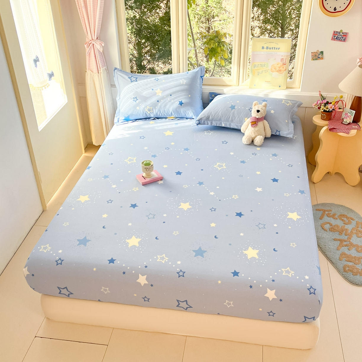 91家纺网 家纺一手货源 找家纺 莱通家纺 2026春夏新款全棉12868印花四件套单品系列-单床笠 五星集