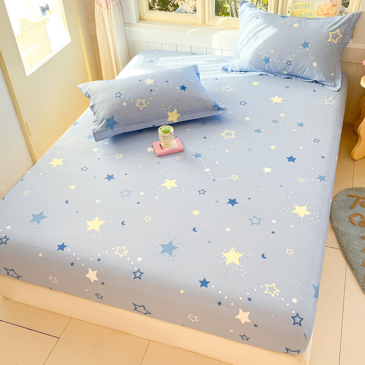 91家纺网 家纺一手货源 找家纺 莱通家纺 2026春夏新款全棉12868印花四件套单品系列-单床笠 五星集