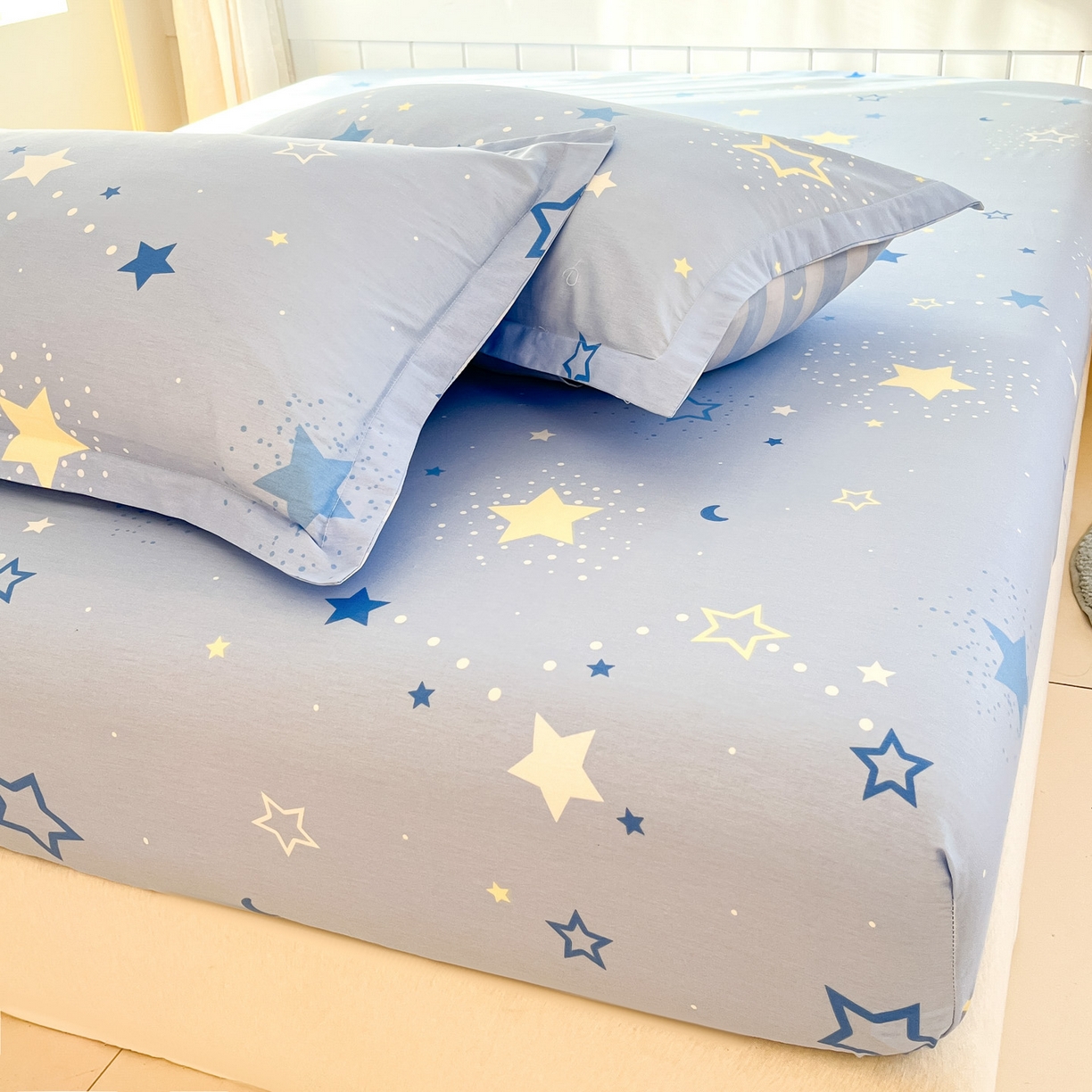 91家纺网 家纺一手货源 找家纺 莱通家纺 2026春夏新款全棉12868印花四件套单品系列-单床笠 五星集