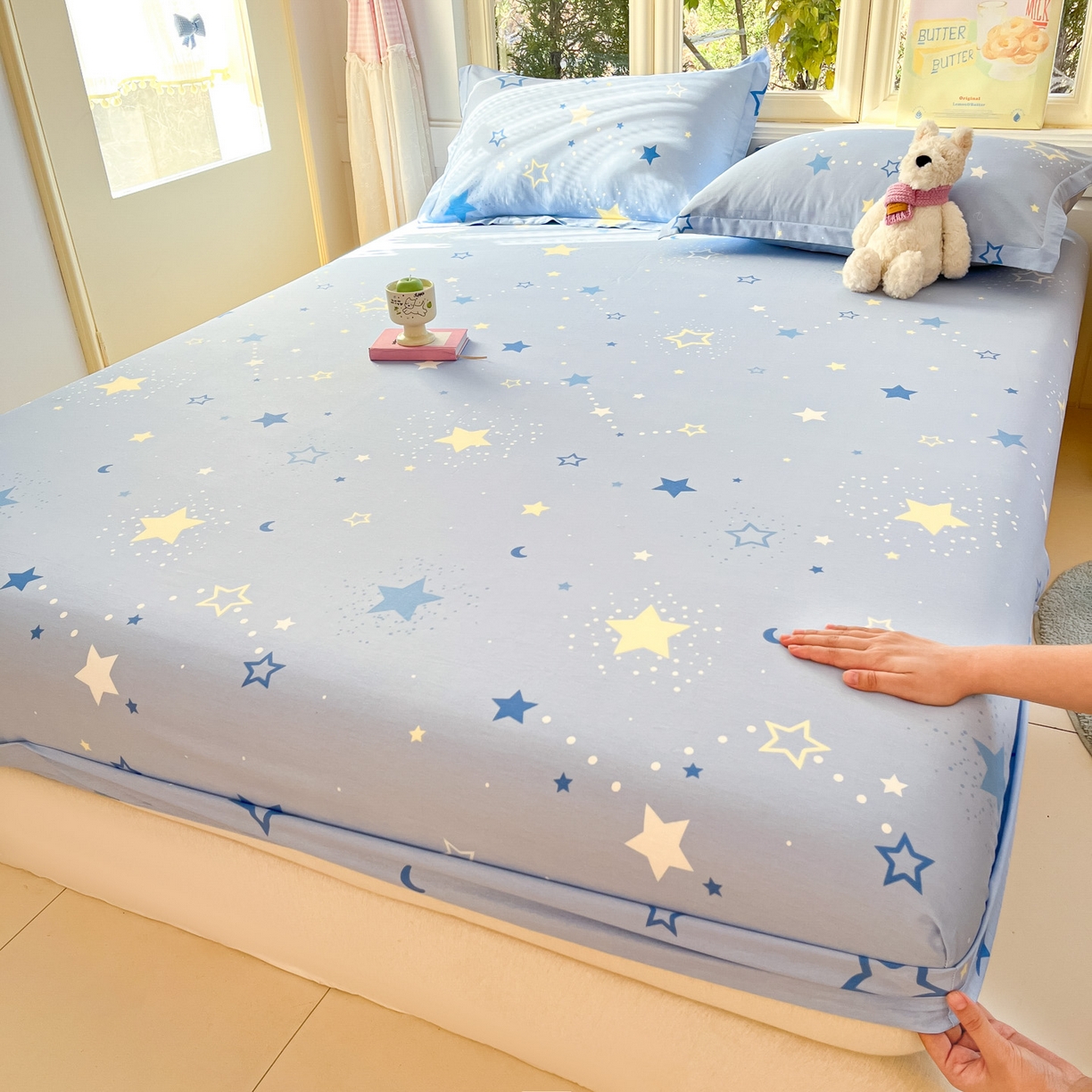 91家纺网 家纺一手货源 找家纺 莱通家纺 2026春夏新款全棉12868印花四件套单品系列-单床笠 五星集