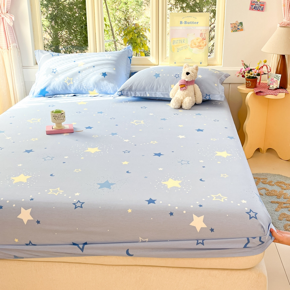 91家纺网 家纺一手货源 找家纺 莱通家纺 2026春夏新款全棉12868印花四件套单品系列-单床笠 五星集