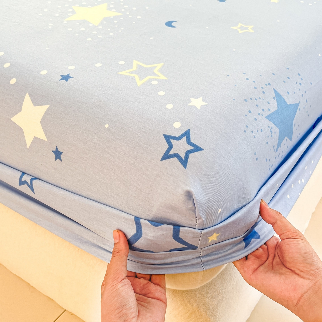 91家纺网 家纺一手货源 找家纺 莱通家纺 2026春夏新款全棉12868印花四件套单品系列-单床笠 五星集