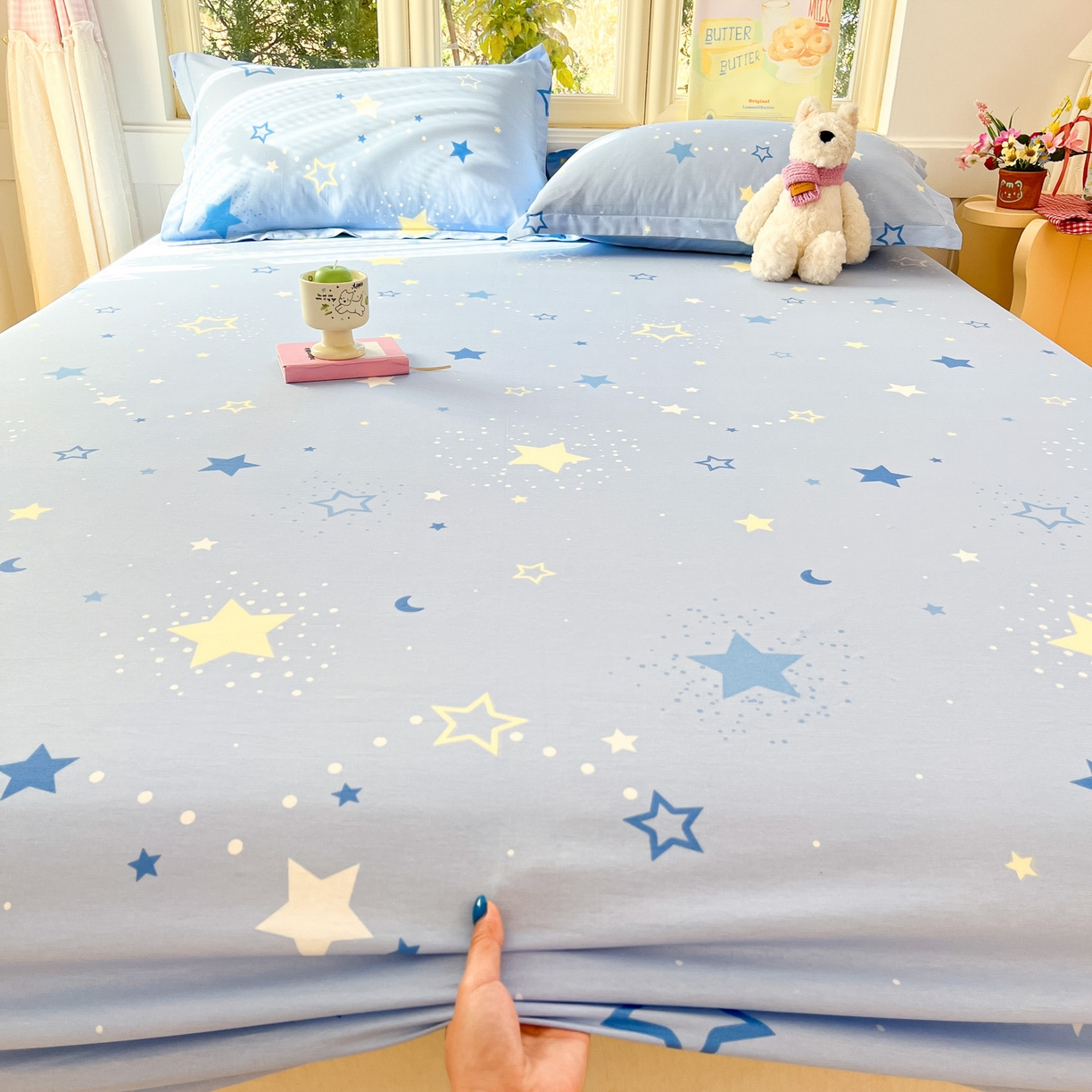 91家纺网 家纺一手货源 找家纺 莱通家纺 2026春夏新款全棉12868印花四件套单品系列-单床笠 五星集