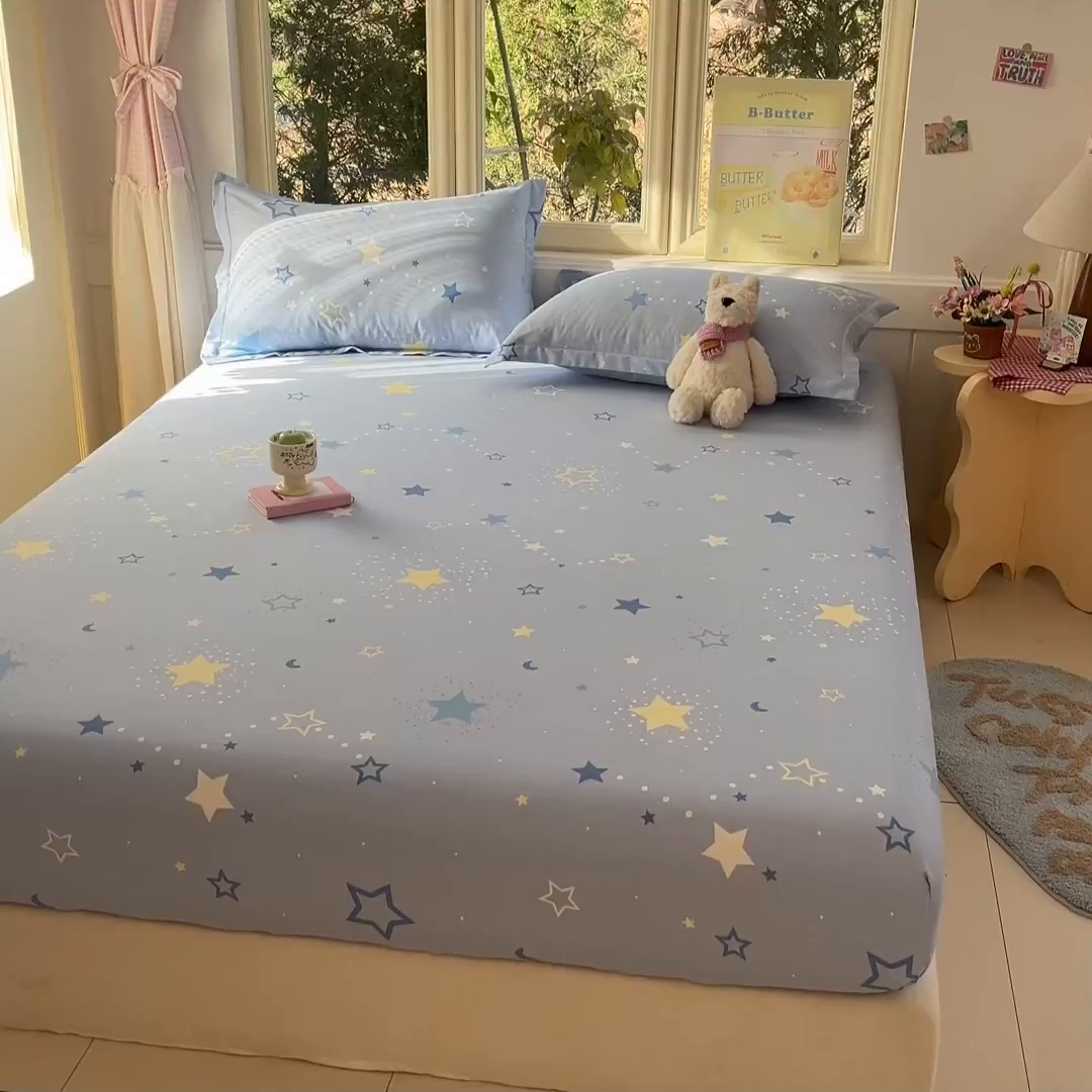 91家纺网 家纺一手货源 找家纺 莱通家纺 2026春夏新款全棉12868印花四件套单品系列-单床笠 五星集