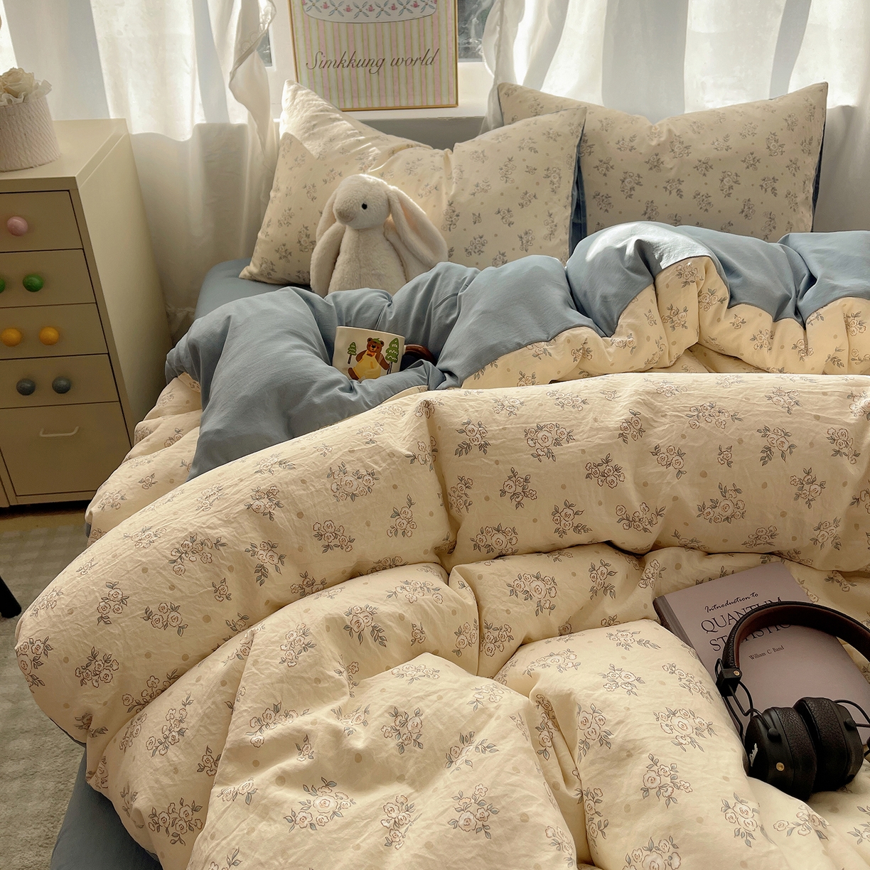 91家纺网 家纺一手货源 找家纺 沐芷 2026 A类105g水洗棉四件套超柔手感床上宿舍三件套床单被套 风与爱