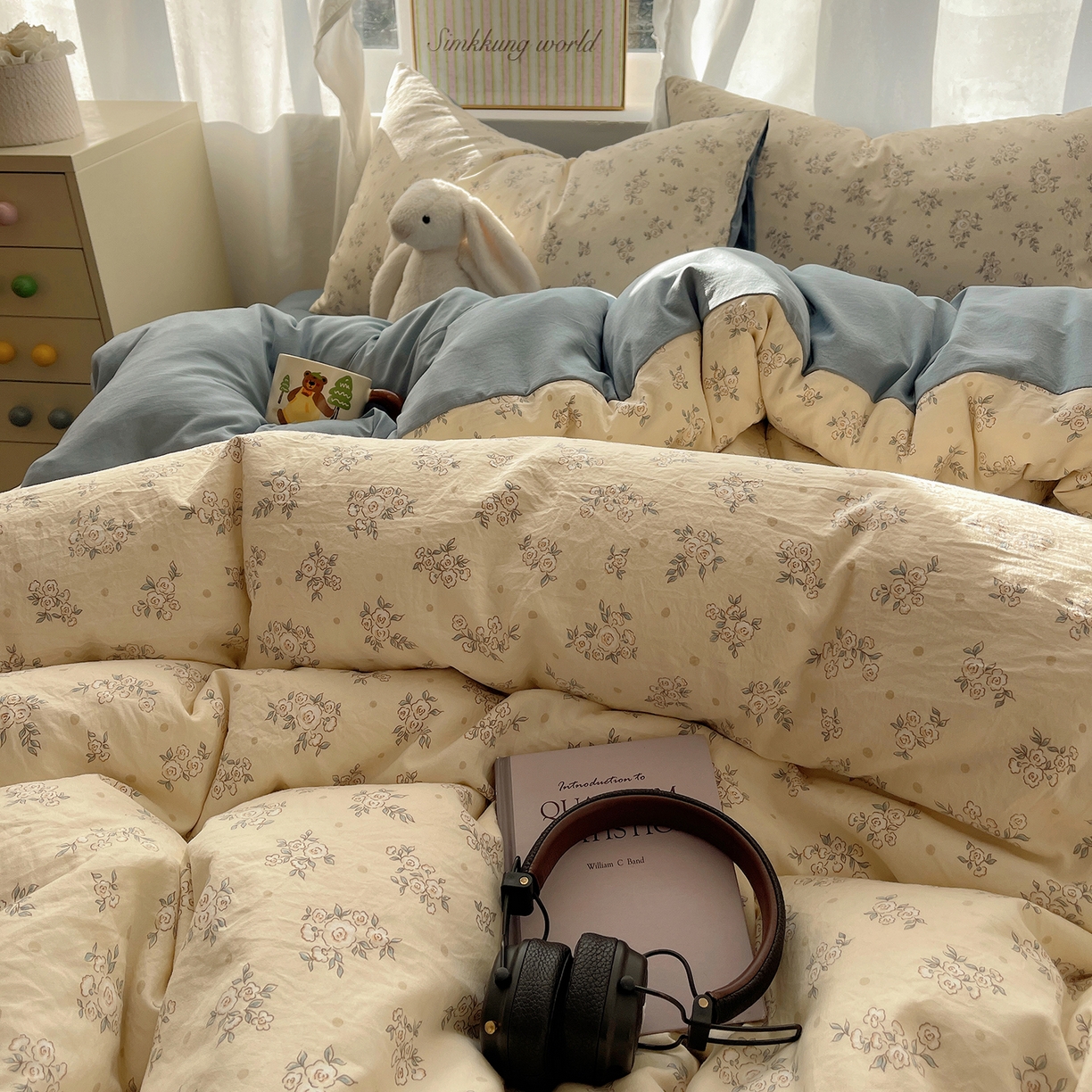 91家纺网 家纺一手货源 找家纺 沐芷 2026 A类105g水洗棉四件套超柔手感床上宿舍三件套床单被套 风与爱