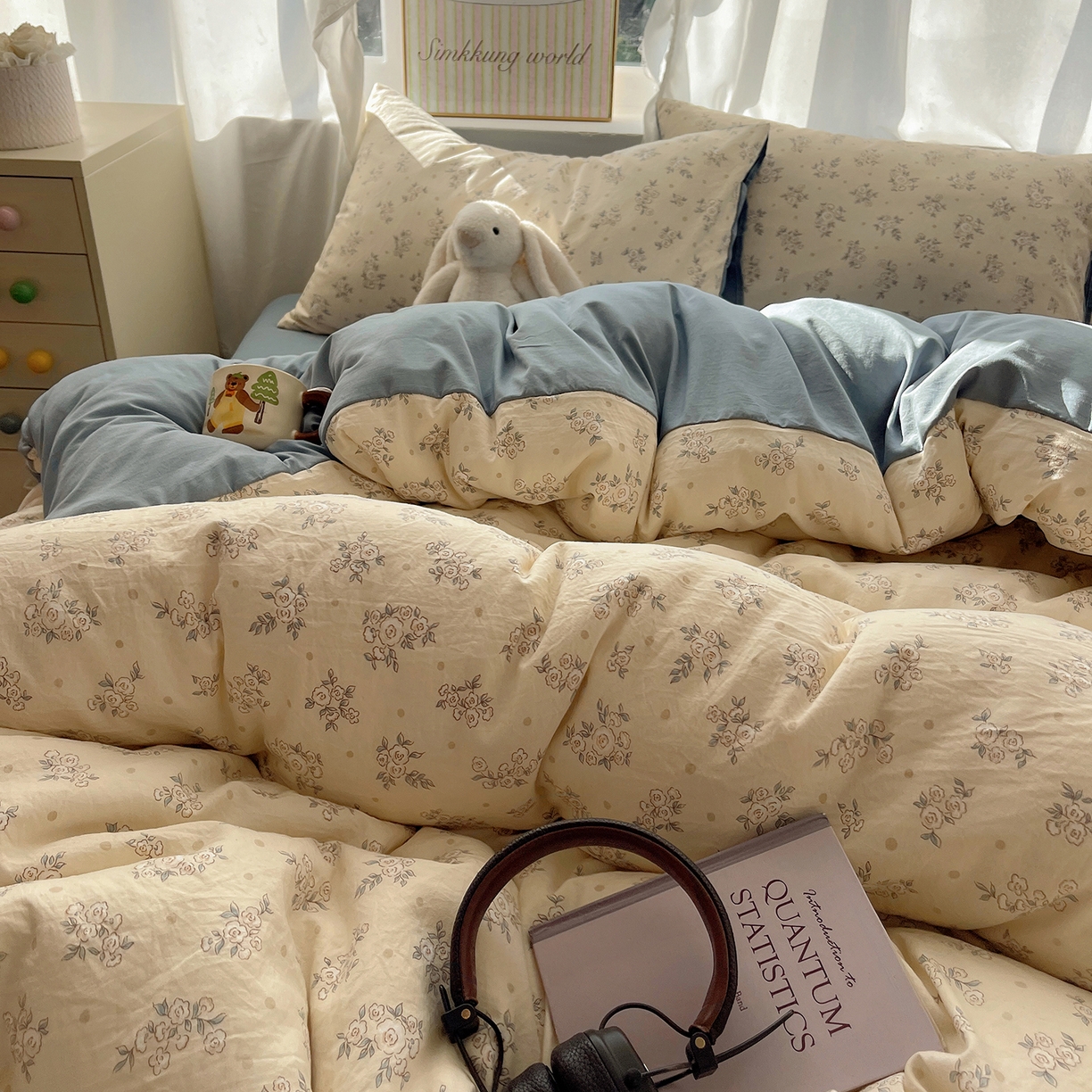 91家纺网 家纺一手货源 找家纺 沐芷 2026 A类105g水洗棉四件套超柔手感床上宿舍三件套床单被套 风与爱