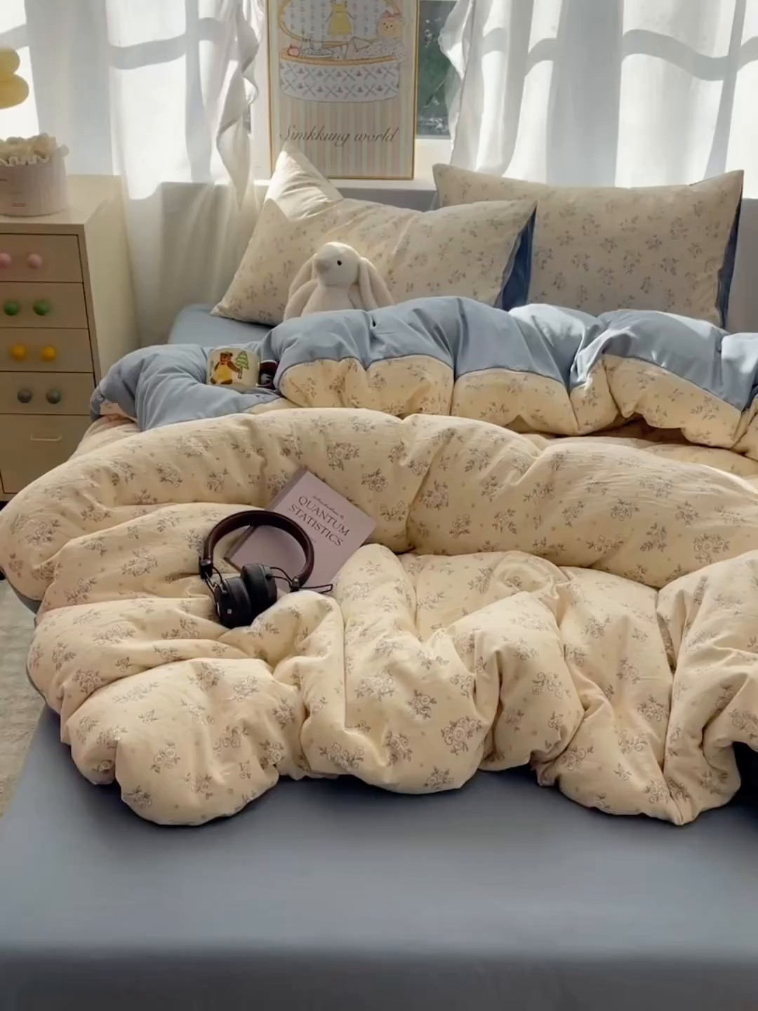 91家纺网 家纺一手货源 找家纺 沐芷 2026 A类105g水洗棉四件套超柔手感床上宿舍三件套床单被套 风与爱