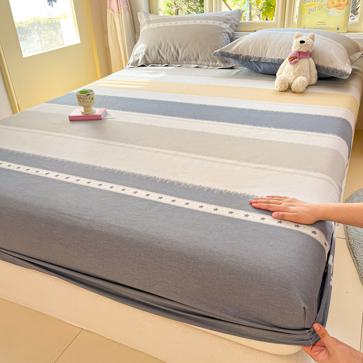 91家纺网 家纺一手货源 找家纺 莱通家纺 2026春夏新款全棉12868印花四件套单品系列-单床笠 星辰大海