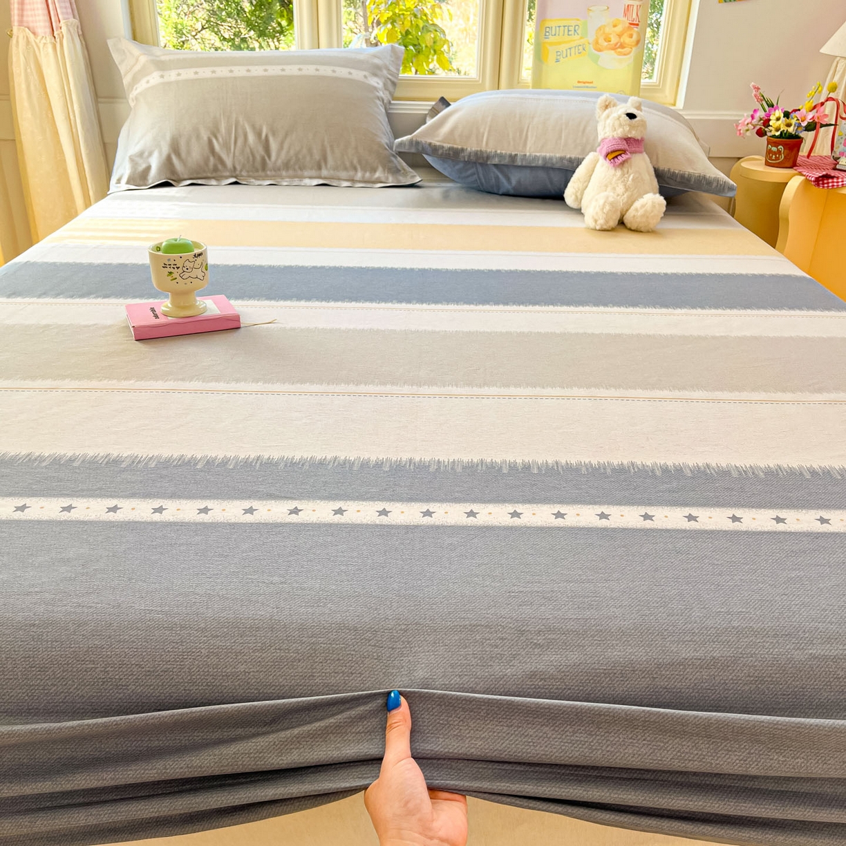 91家纺网 家纺一手货源 找家纺 莱通家纺 2026春夏新款全棉12868印花四件套单品系列-单床笠 星辰大海