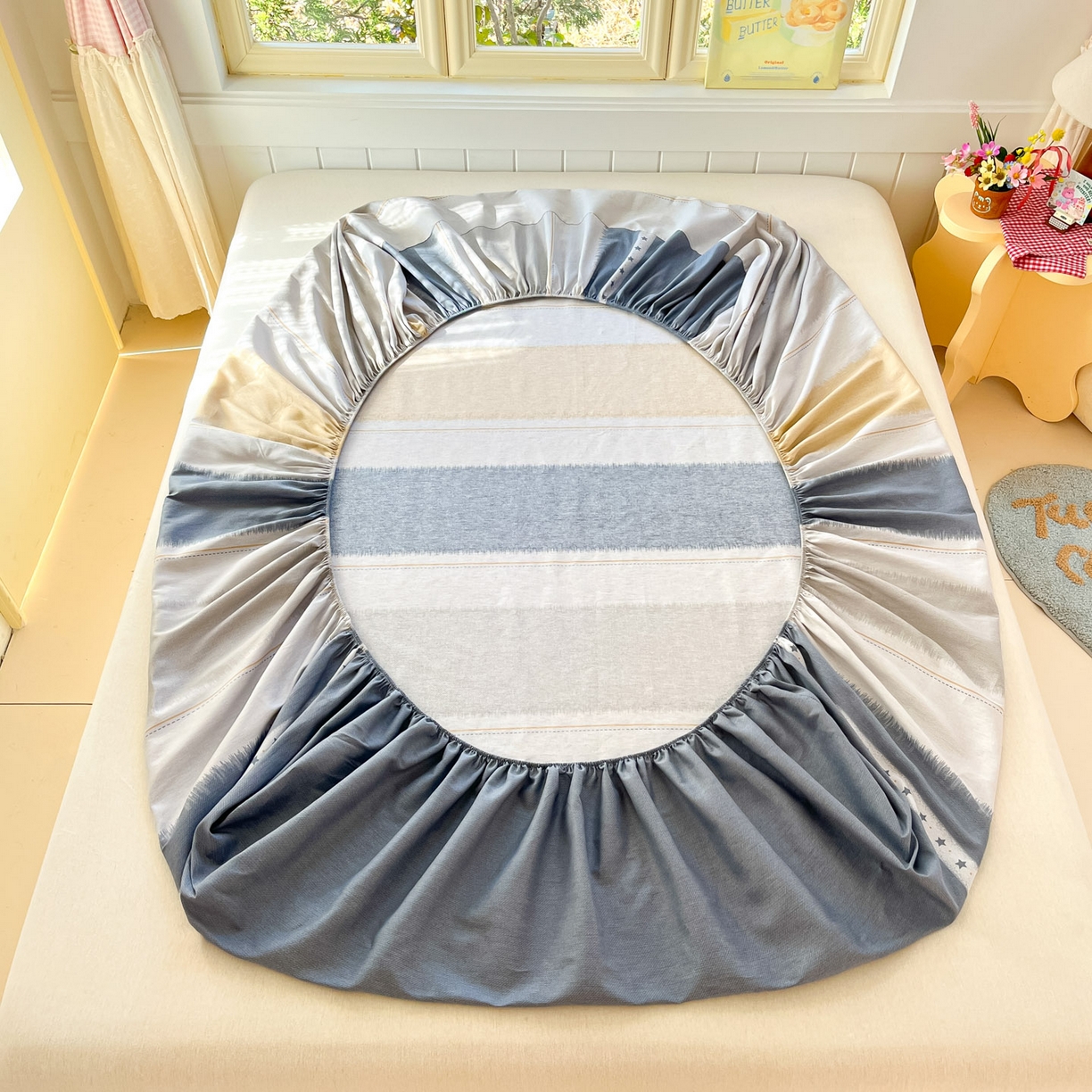 91家纺网 家纺一手货源 找家纺 莱通家纺 2026春夏新款全棉12868印花四件套单品系列-单床笠 星辰大海