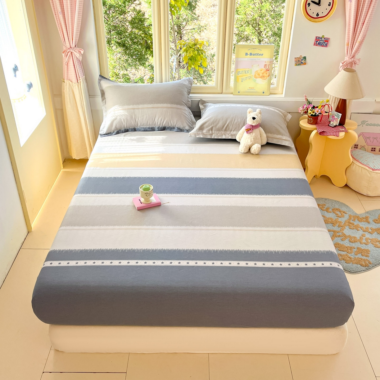 91家纺网 家纺一手货源 找家纺 莱通家纺 2026春夏新款全棉12868印花四件套单品系列-单床笠 星辰大海