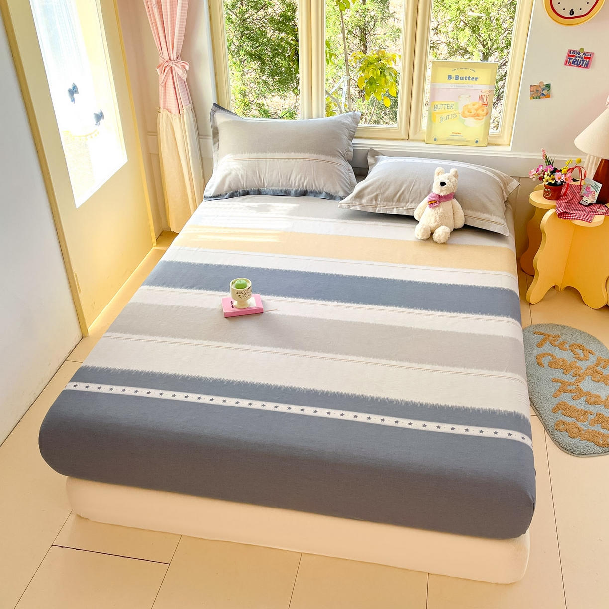 91家纺网 家纺一手货源 找家纺 莱通家纺 2026春夏新款全棉12868印花四件套单品系列-单床笠 星辰大海