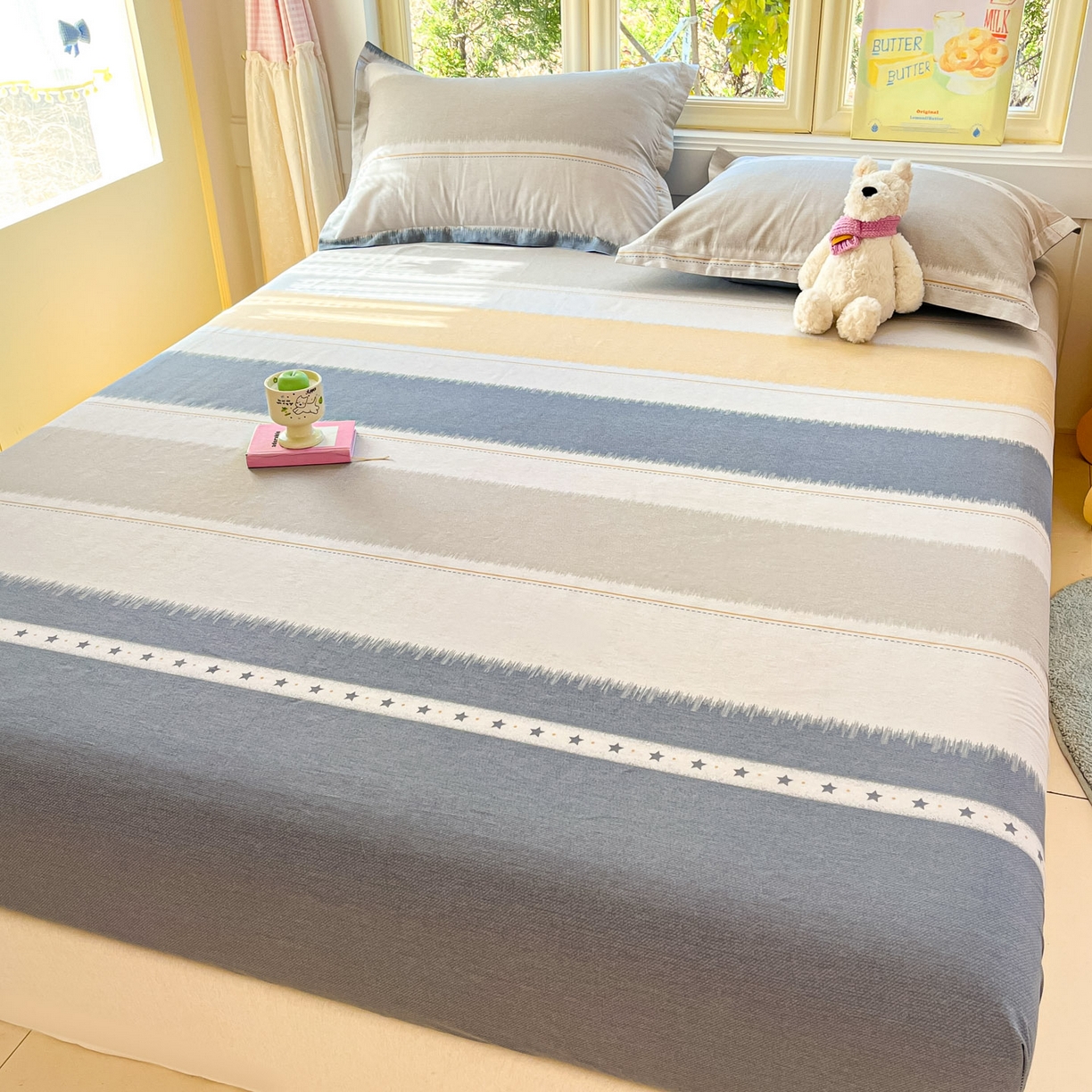 91家纺网 家纺一手货源 找家纺 莱通家纺 2026春夏新款全棉12868印花四件套单品系列-单床笠 星辰大海