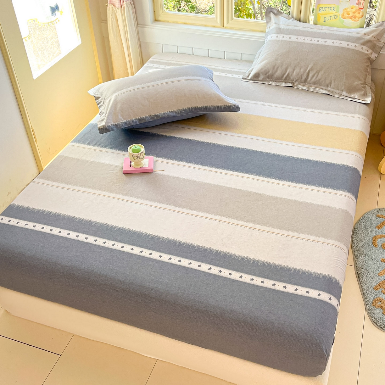 91家纺网 家纺一手货源 找家纺 莱通家纺 2026春夏新款全棉12868印花四件套单品系列-单床笠 星辰大海