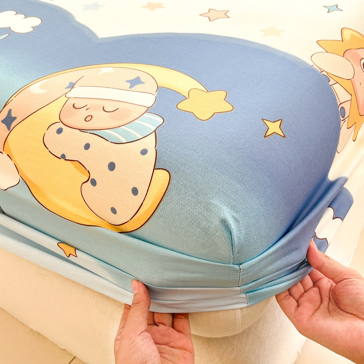 91家纺网 家纺一手货源 找家纺 莱通家纺 2026春夏新款全棉12868印花四件套单品系列-单床笠 星梦童话