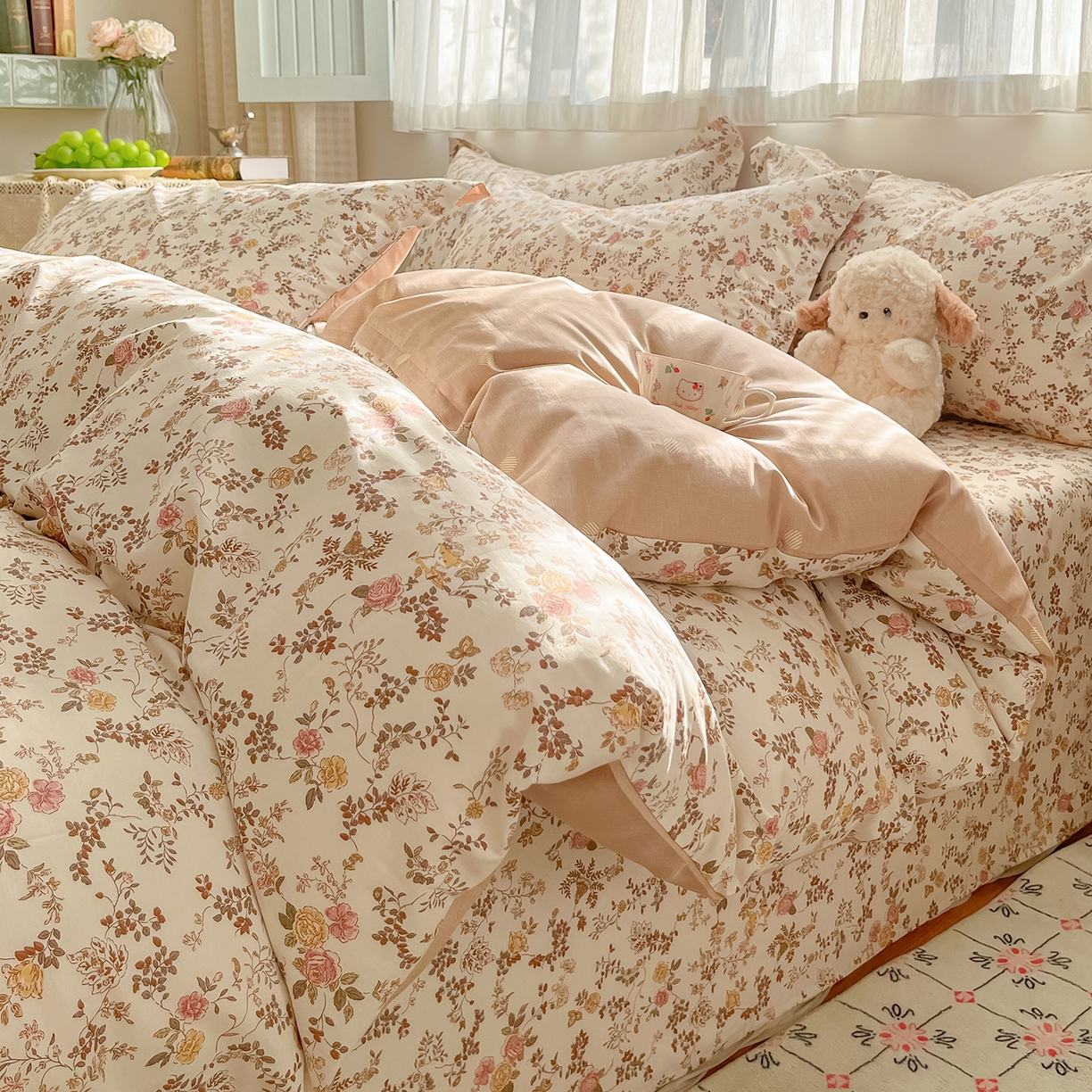 91家纺网 家纺一手货源 找家纺 （总）花梦欣 2026新款全棉纯棉印花花卉款四件套