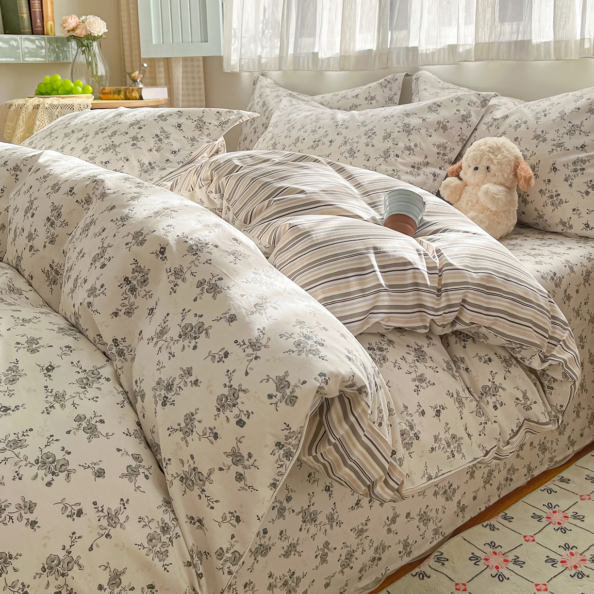 91家纺网 家纺一手货源 找家纺 （总）花梦欣 2026新款全棉纯棉印花花卉款四件套