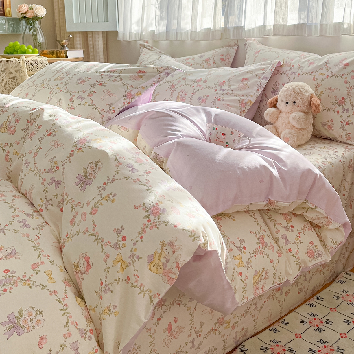 91家纺网 家纺一手货源 找家纺 （总）花梦欣 2026新款全棉纯棉印花花卉款四件套