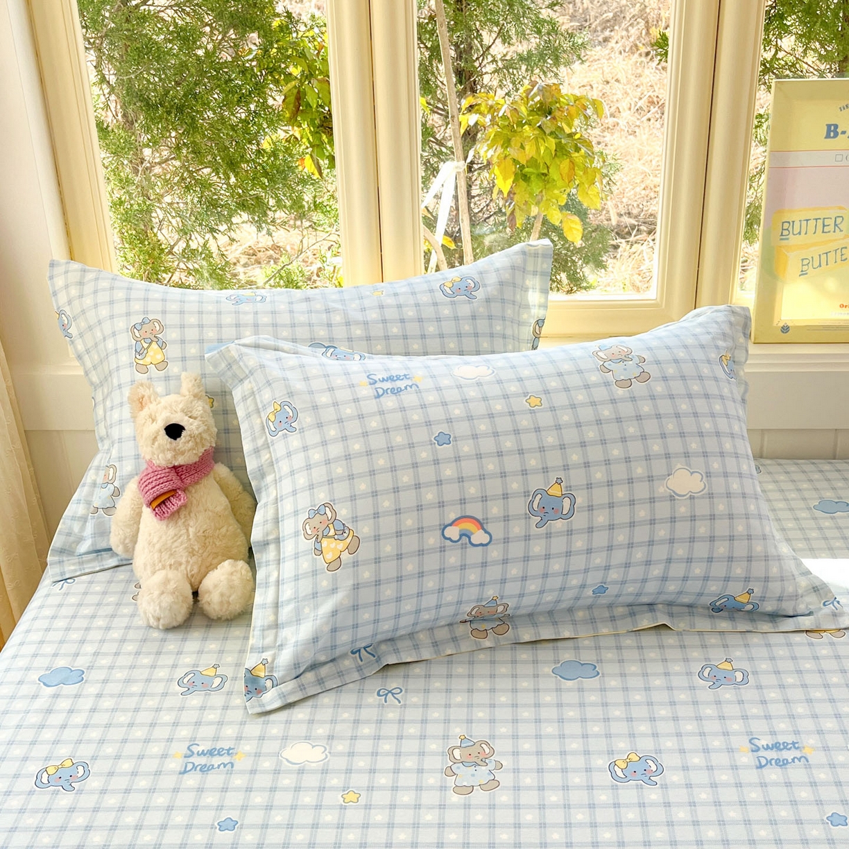 91家纺网 家纺一手货源 找家纺 莱通家纺 2026春夏新款全棉12868印花四件套单品系列-单床笠 云朵象宝