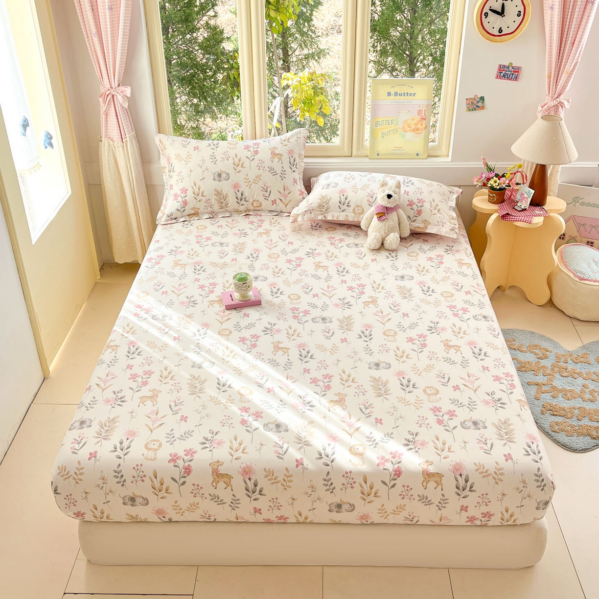 91家纺网 家纺一手货源 找家纺 莱通家纺 2026春夏新款全棉12868印花四件套单品系列-单床笠 自然手记