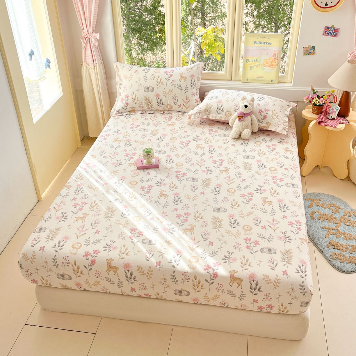 91家纺网 家纺一手货源 找家纺 莱通家纺 2026春夏新款全棉12868印花四件套单品系列-单床笠 自然手记