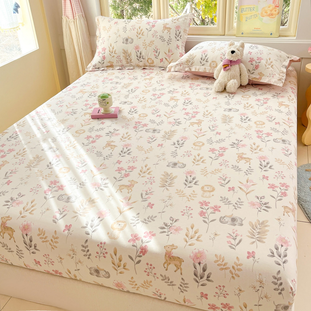 91家纺网 家纺一手货源 找家纺 莱通家纺 2026春夏新款全棉12868印花四件套单品系列-单床笠 自然手记