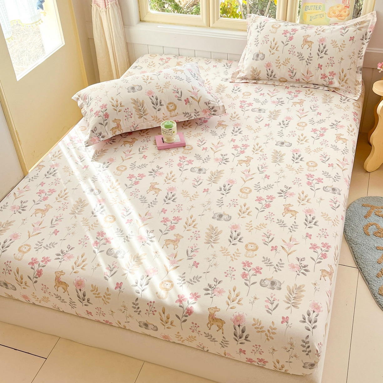 91家纺网 家纺一手货源 找家纺 莱通家纺 2026春夏新款全棉12868印花四件套单品系列-单床笠 自然手记