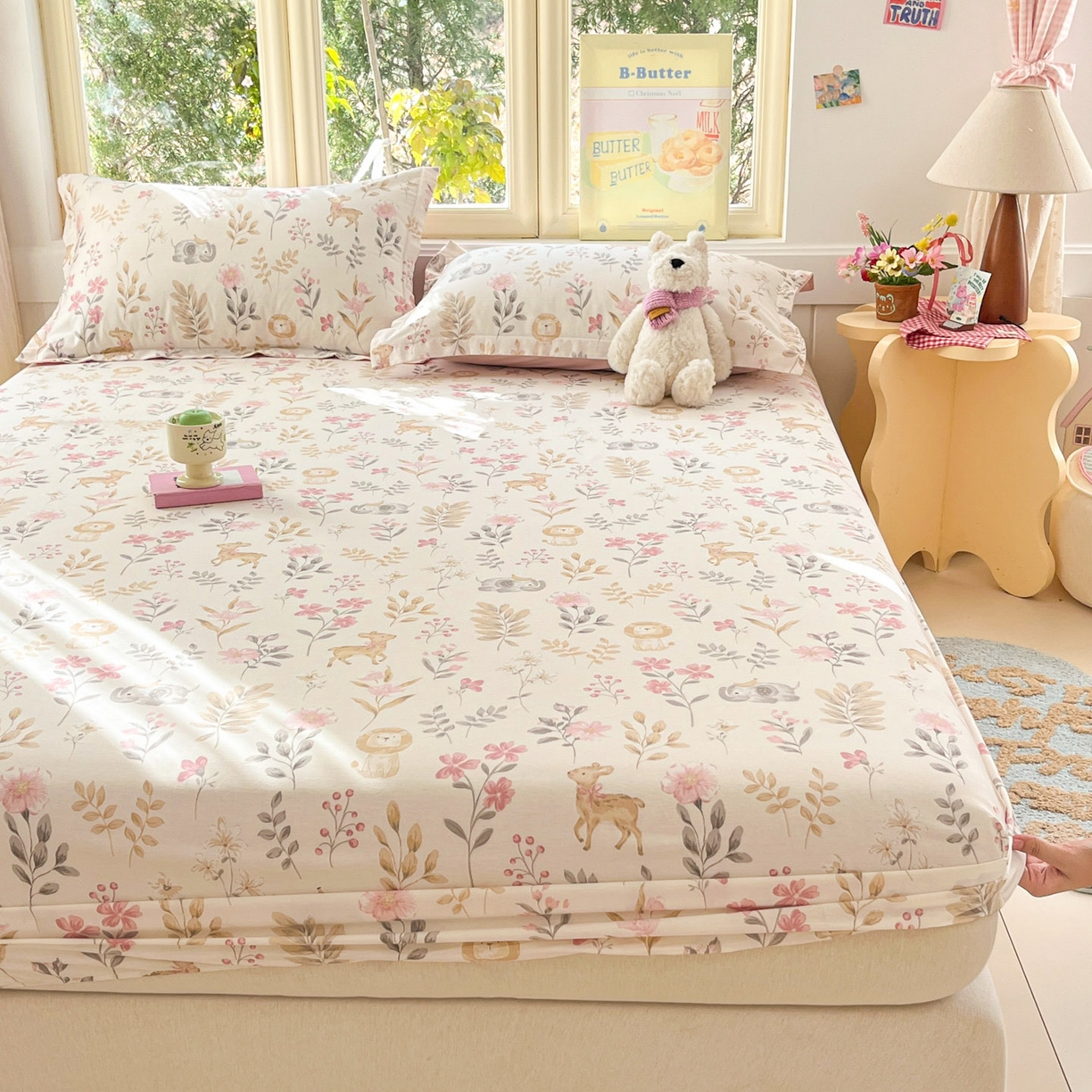 91家纺网 家纺一手货源 找家纺 莱通家纺 2026春夏新款全棉12868印花四件套单品系列-单床笠 自然手记