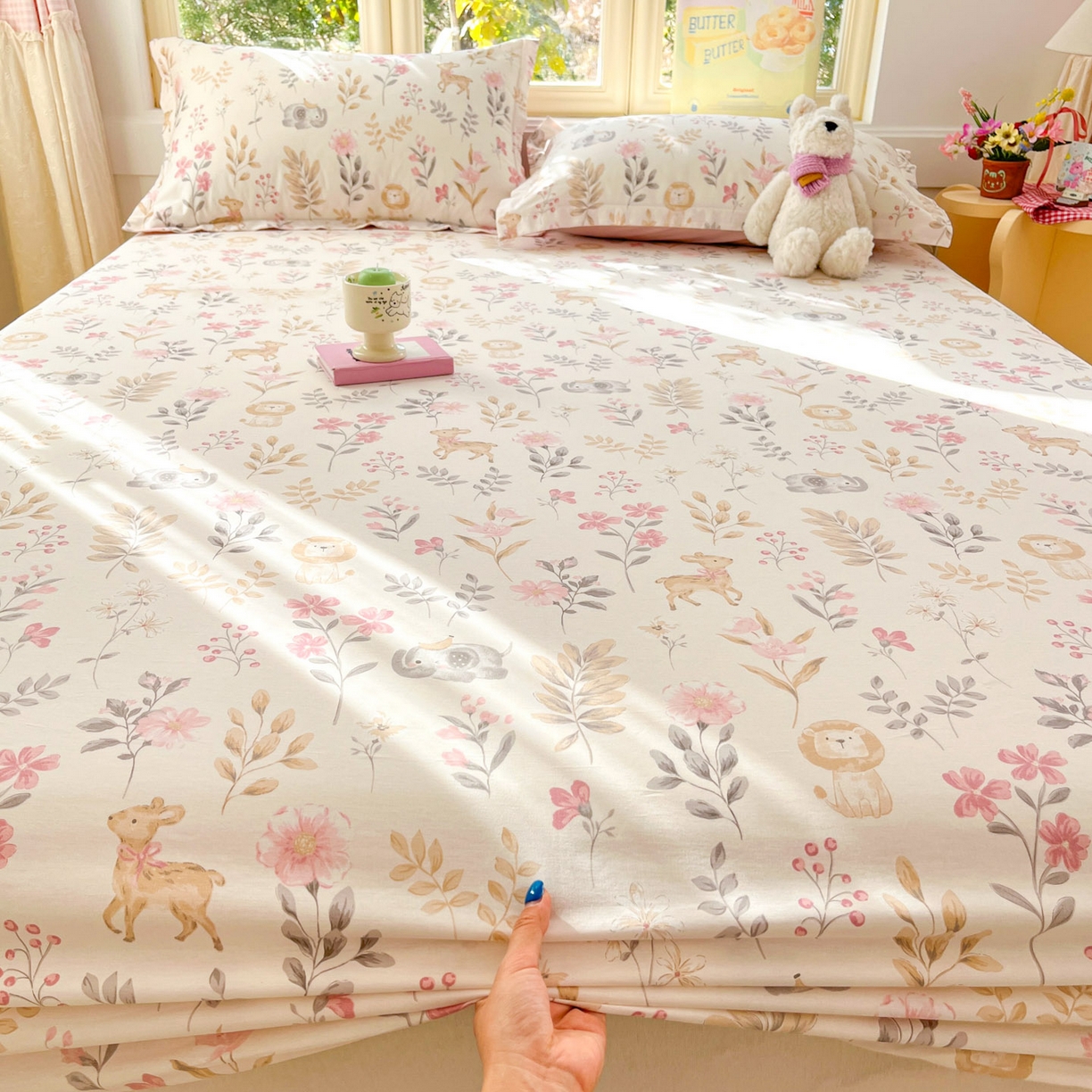 91家纺网 家纺一手货源 找家纺 莱通家纺 2026春夏新款全棉12868印花四件套单品系列-单床笠 自然手记