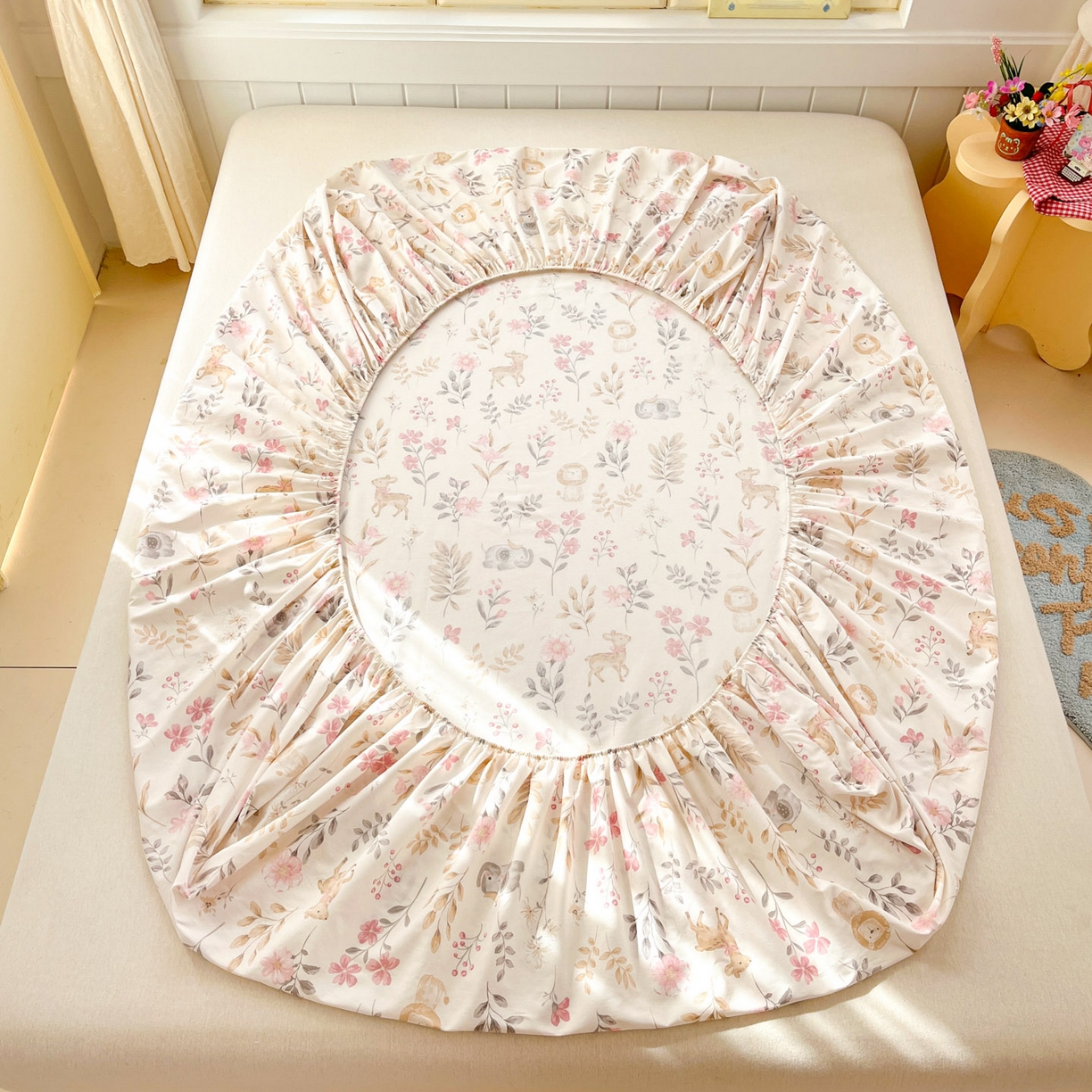 91家纺网 家纺一手货源 找家纺 莱通家纺 2026春夏新款全棉12868印花四件套单品系列-单床笠 自然手记