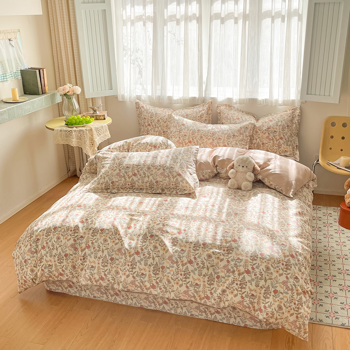 91家纺网 家纺一手货源 找家纺 花梦欣 2026新款全棉纯棉印花花卉款四件套 京都花园