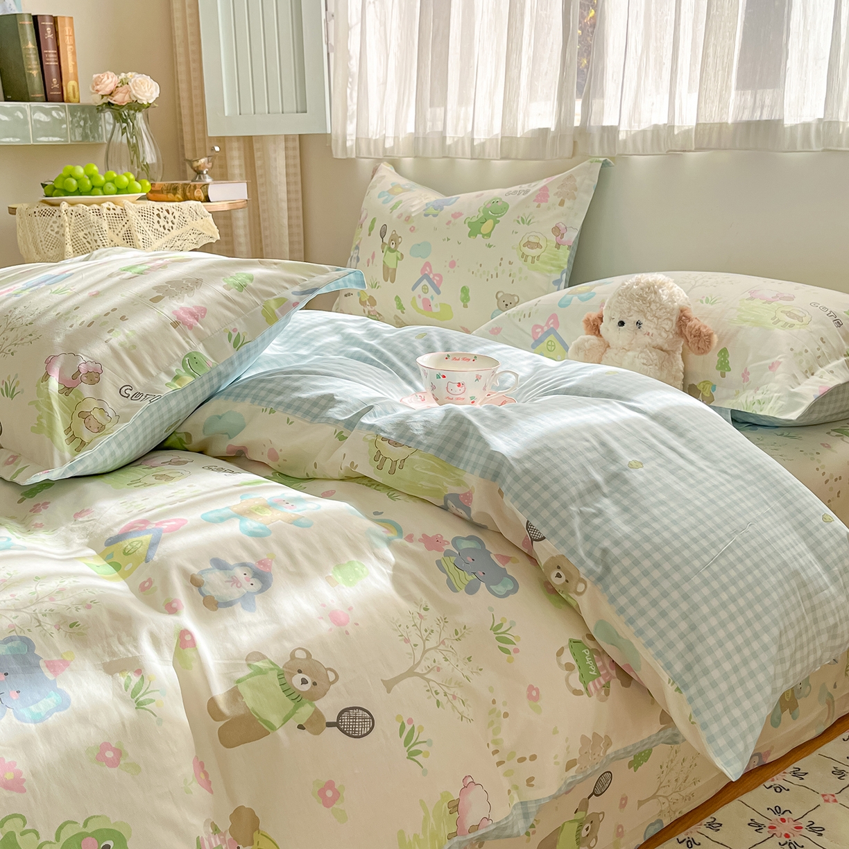 91家纺网 家纺一手货源 找家纺 花梦欣 2026新款全棉纯棉印花花卉款四件套 妙趣乐园