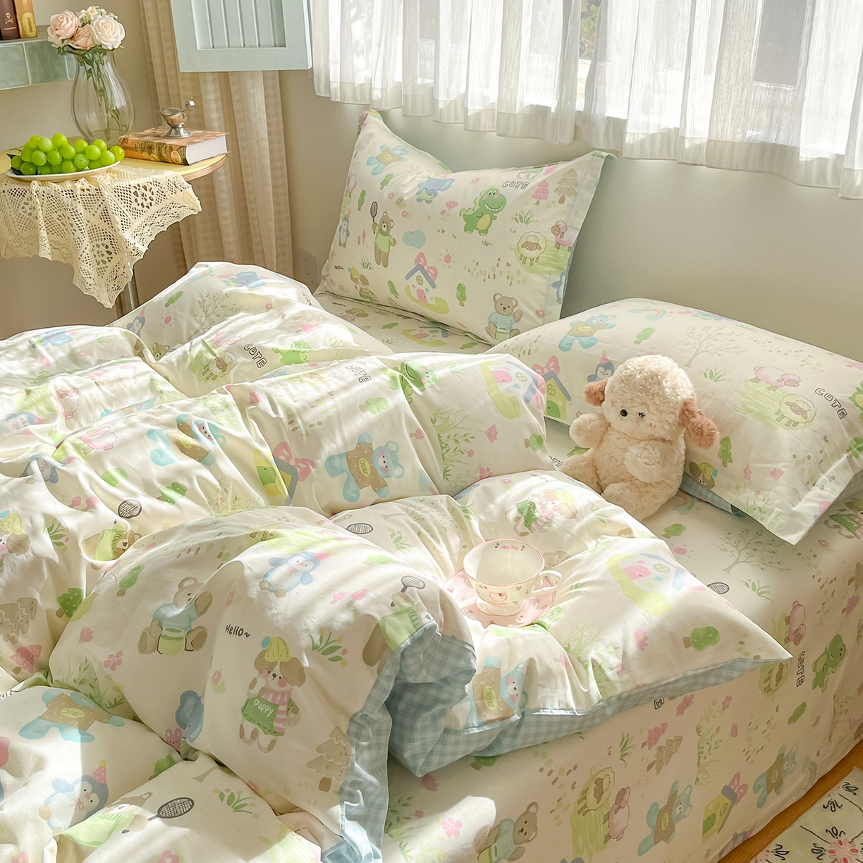 91家纺网 家纺一手货源 找家纺 花梦欣 2026新款全棉纯棉印花花卉款四件套 妙趣乐园