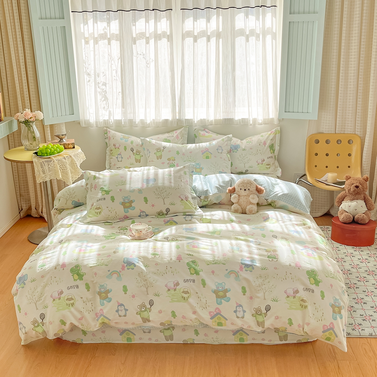 91家纺网 家纺一手货源 找家纺 花梦欣 2026新款全棉纯棉印花花卉款四件套 妙趣乐园