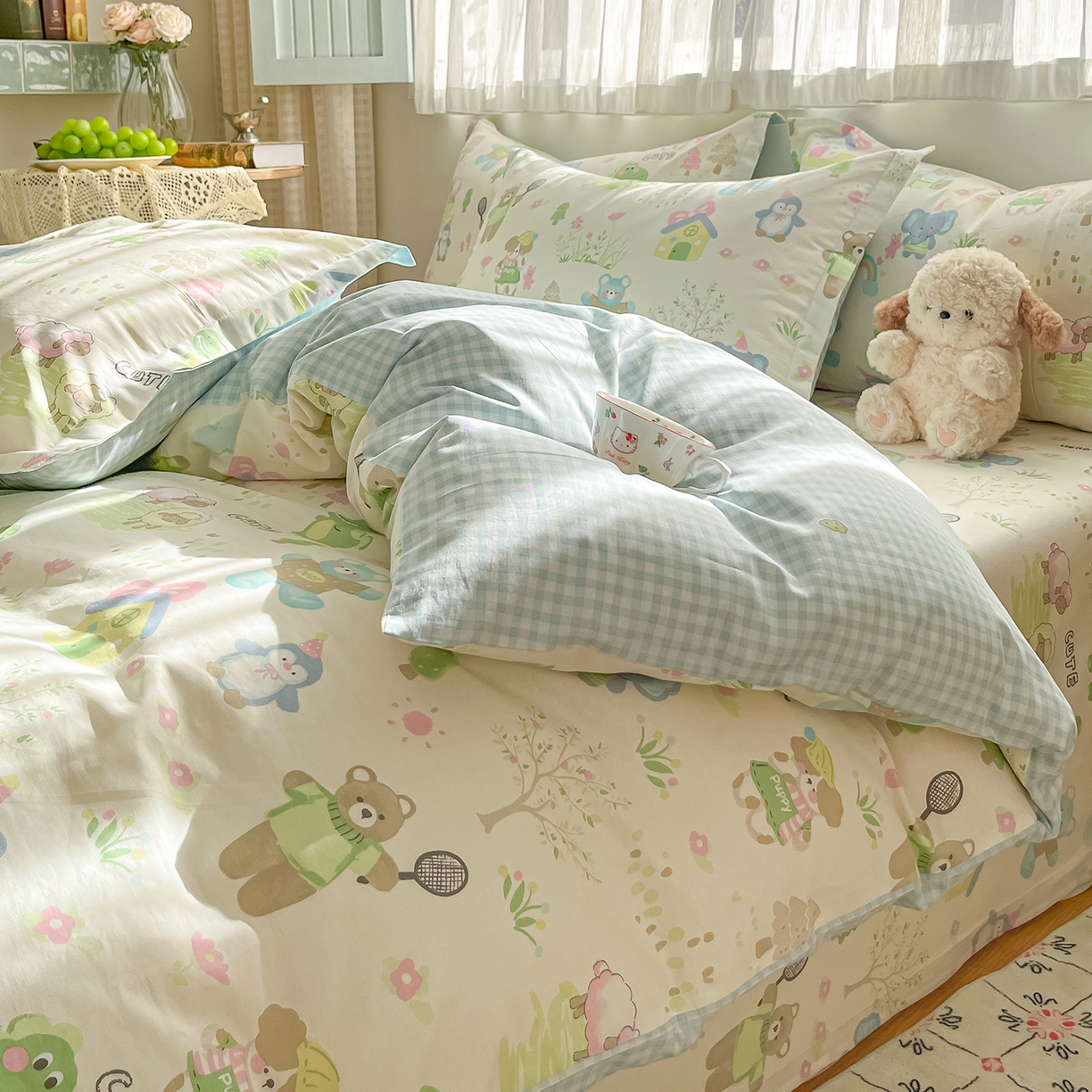 91家纺网 家纺一手货源 找家纺 花梦欣 2026新款全棉纯棉印花花卉款四件套 妙趣乐园