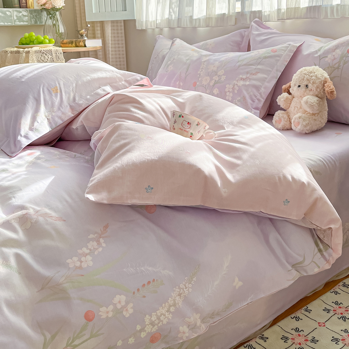 91家纺网 家纺一手货源 找家纺 花梦欣 2026新款全棉纯棉印花花卉款四件套 普罗旺斯